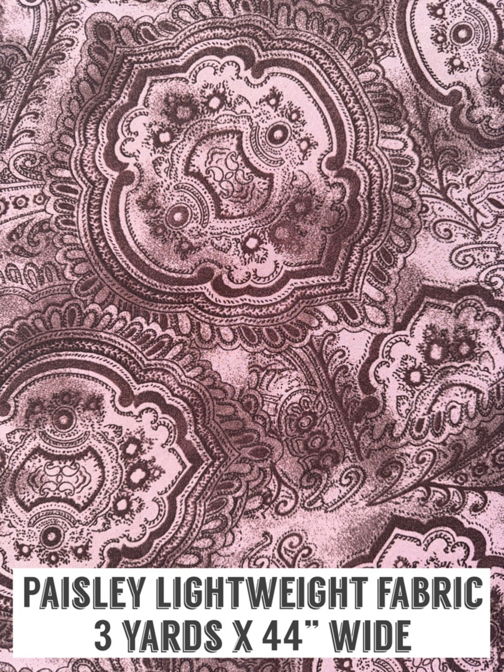 Paisley Medallion Print Lightweight Fabric Eggplant Purple (3 Yards x 44” Wide)